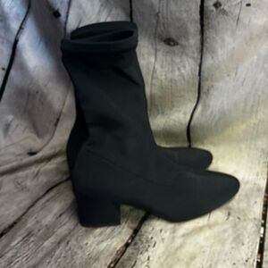 Vagabond Shoemakers Black Mya Stretch Fabric Pull On Sock Block Heel Boots Sz 39